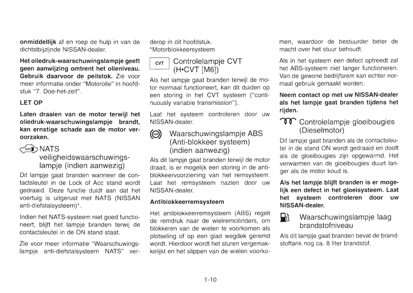 2001-2002 Nissan Primera Owner's Manual | Dutch