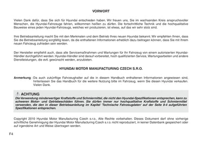 2010-2011 Hyundai i20 Bedienungsanleitung | Deutsch