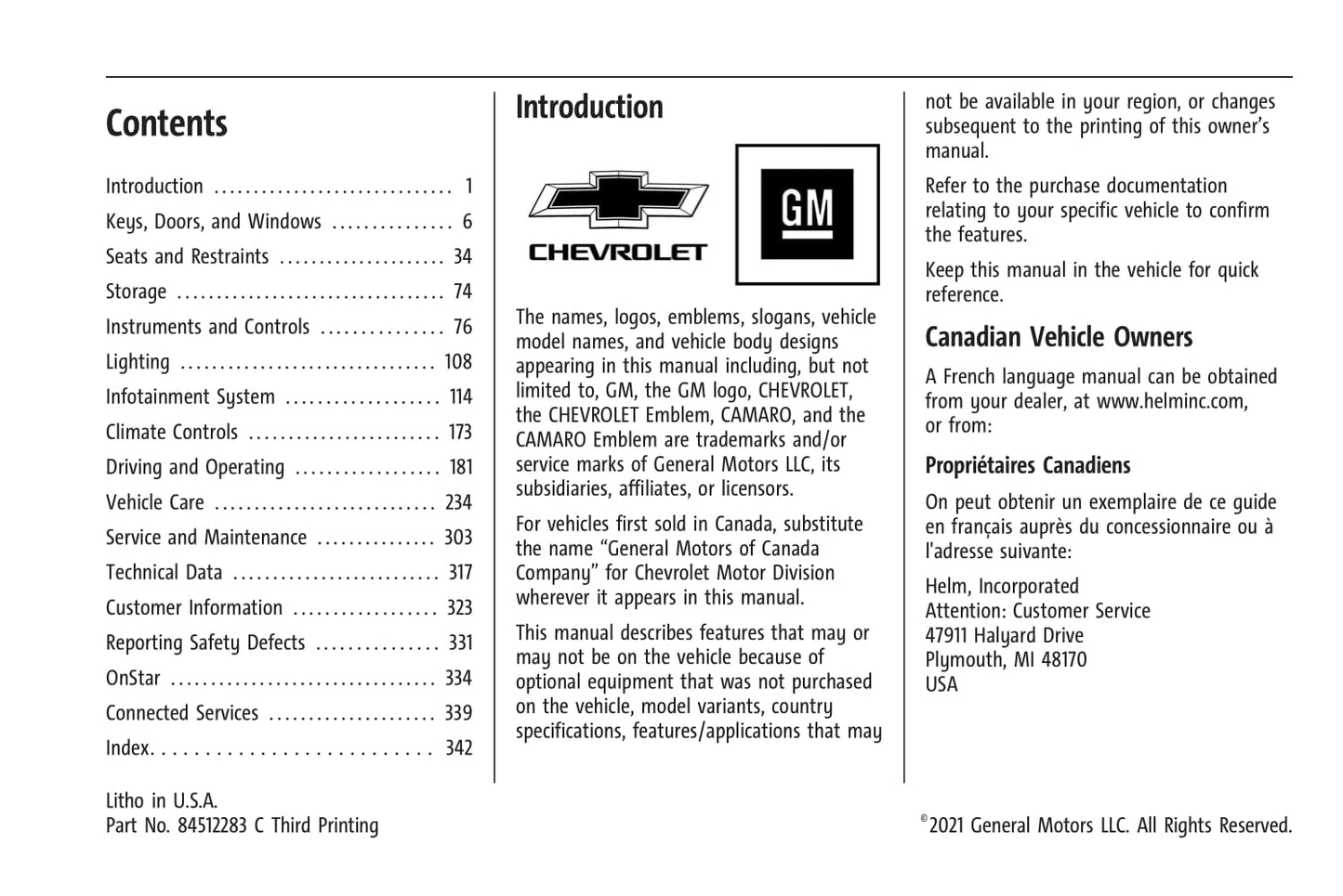 2021 Chevrolet Camaro Gebruikershandleiding | Engels