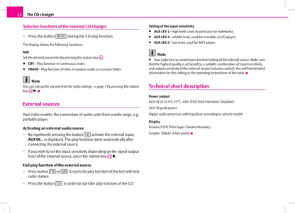 Skoda Radio Dance Owner's Manual 2007