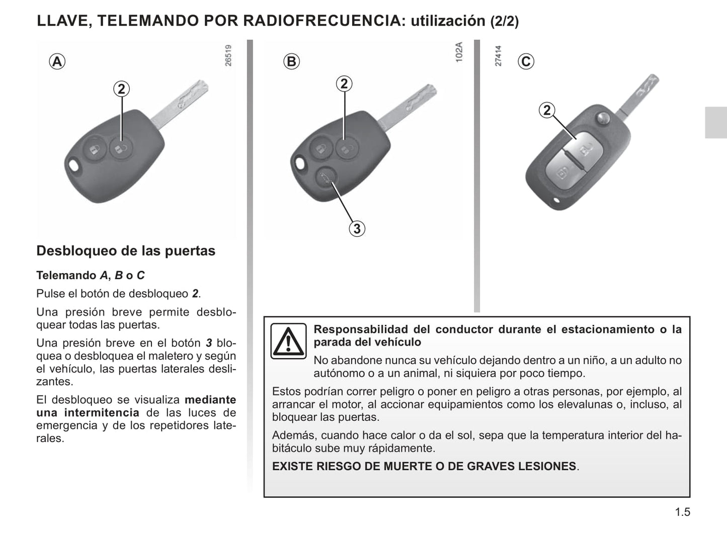 2018-2019 Renault Kangoo Owner's Manual | Spanish