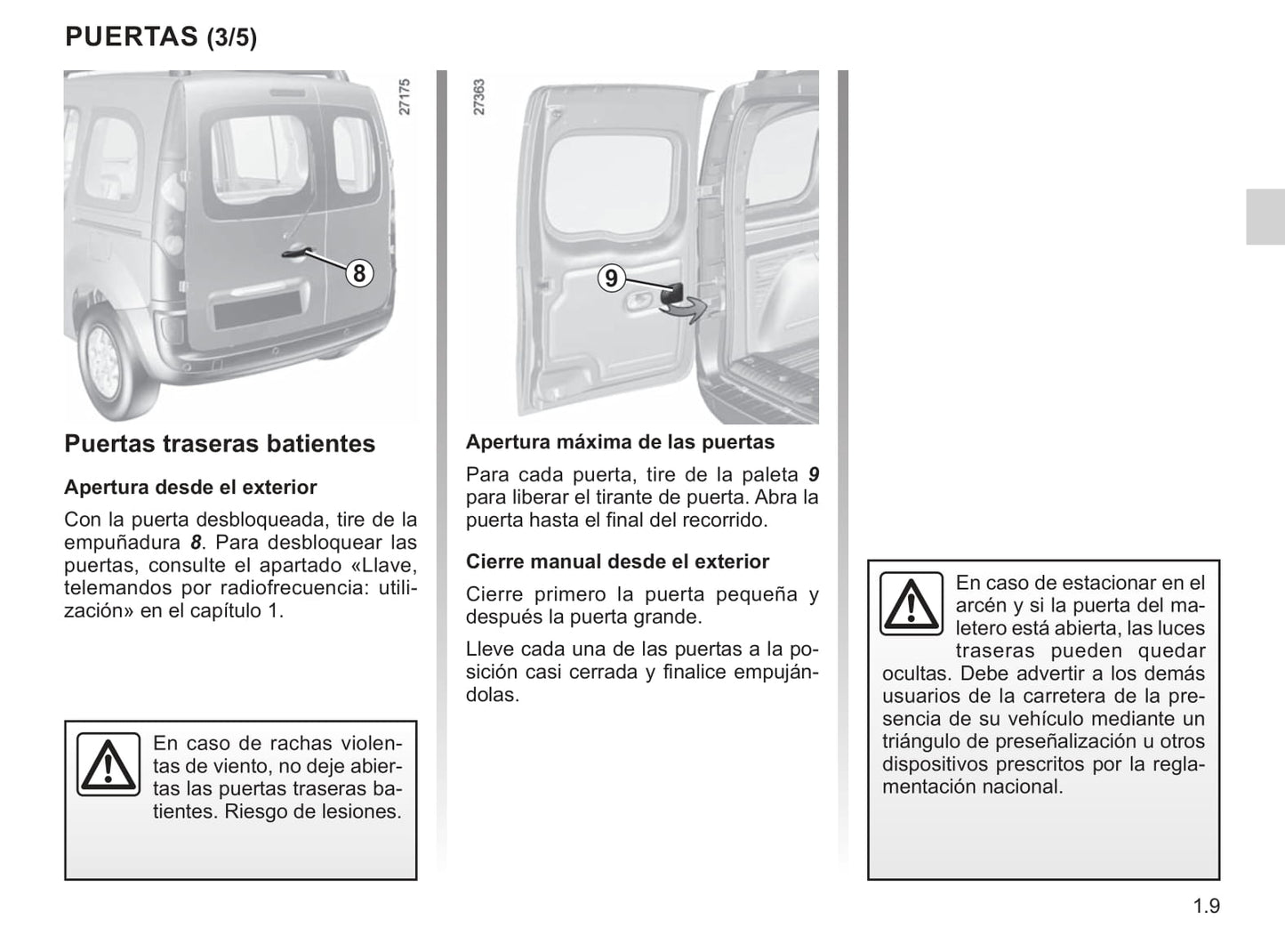 2018-2019 Renault Kangoo Owner's Manual | Spanish