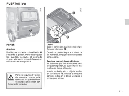 2018-2019 Renault Kangoo Owner's Manual | Spanish