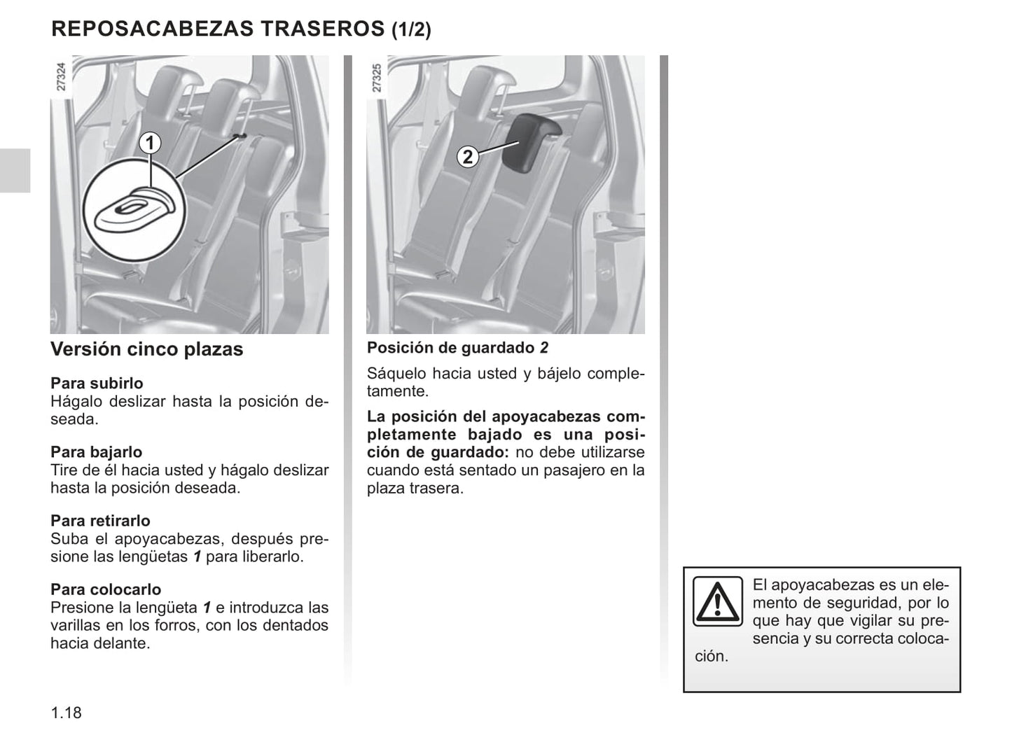 2018-2019 Renault Kangoo Owner's Manual | Spanish