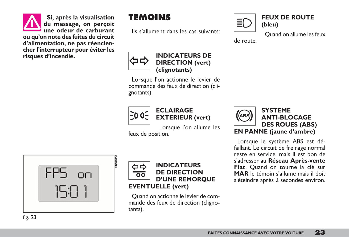 2007-2008 Fiat 600 Owner's Manual | French