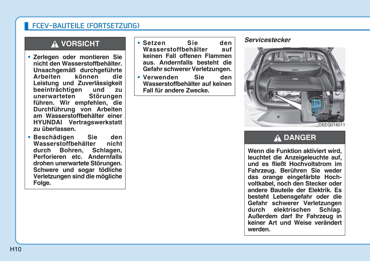 2018-2019 Hyundai Nexo Bedienungsanleitung | Deutsch