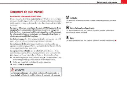 2008-2009 Seat Alhambra Owner's Manual | Spanish