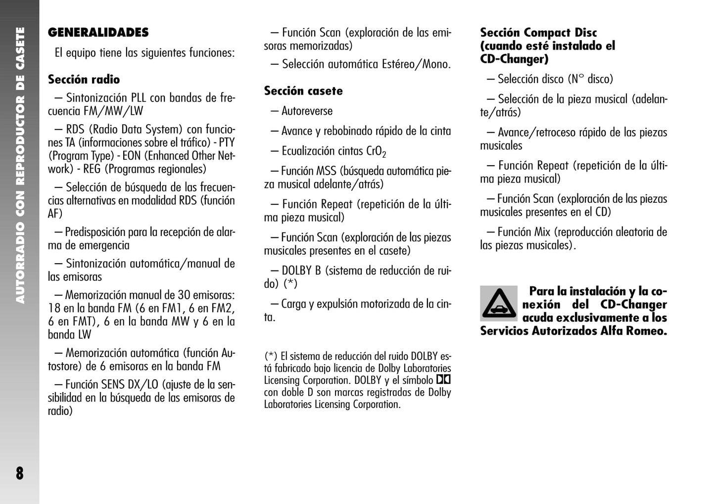 Alfa Romeo 156 / 156 GTA Autorradio Instrucciones 2004 - 2007