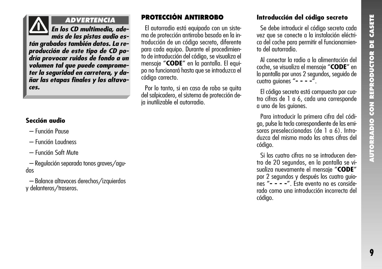 Alfa Romeo 156 / 156 GTA Autorradio Instrucciones 2004 - 2007