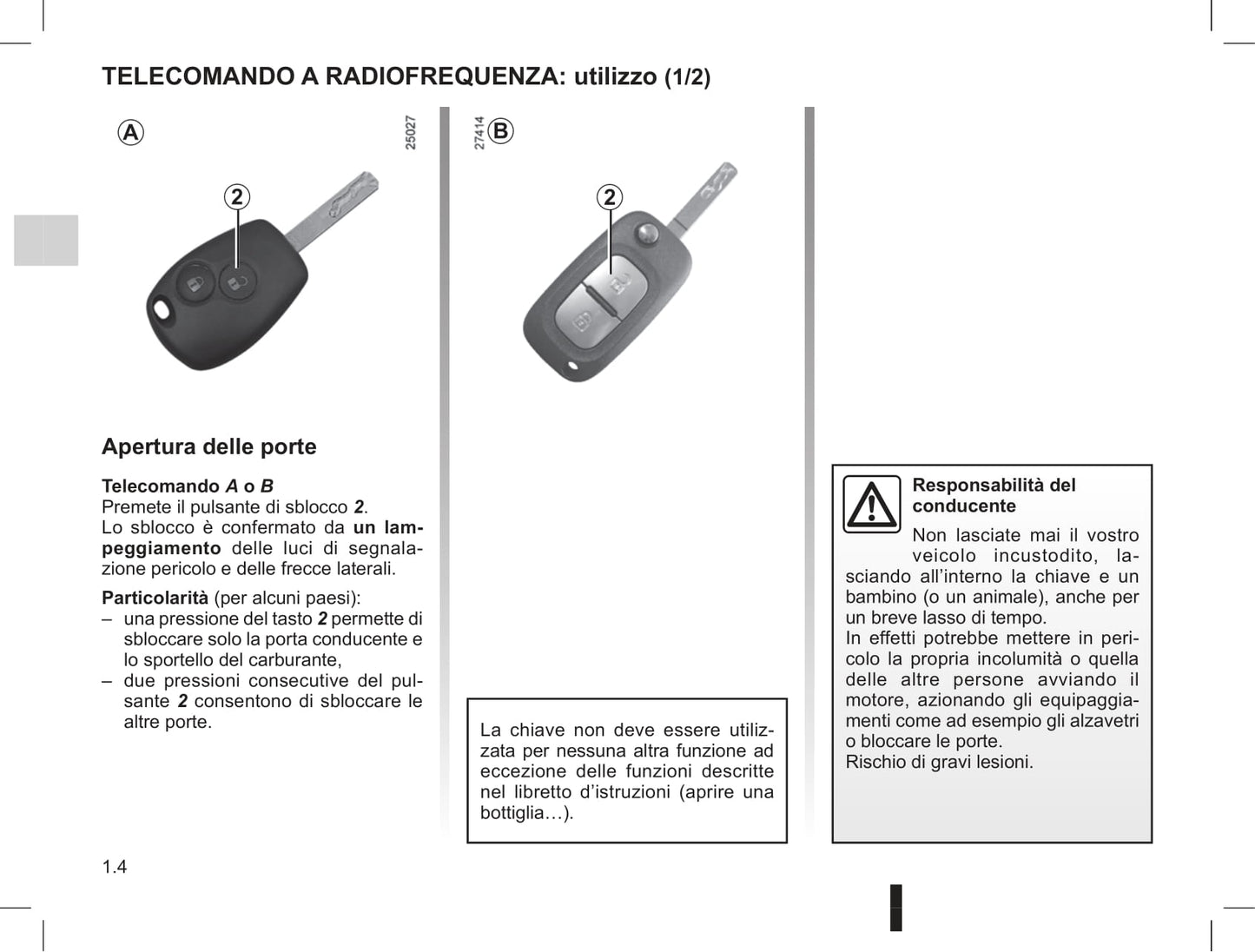 2012-2013 Renault Clio Owner's Manual | Italian