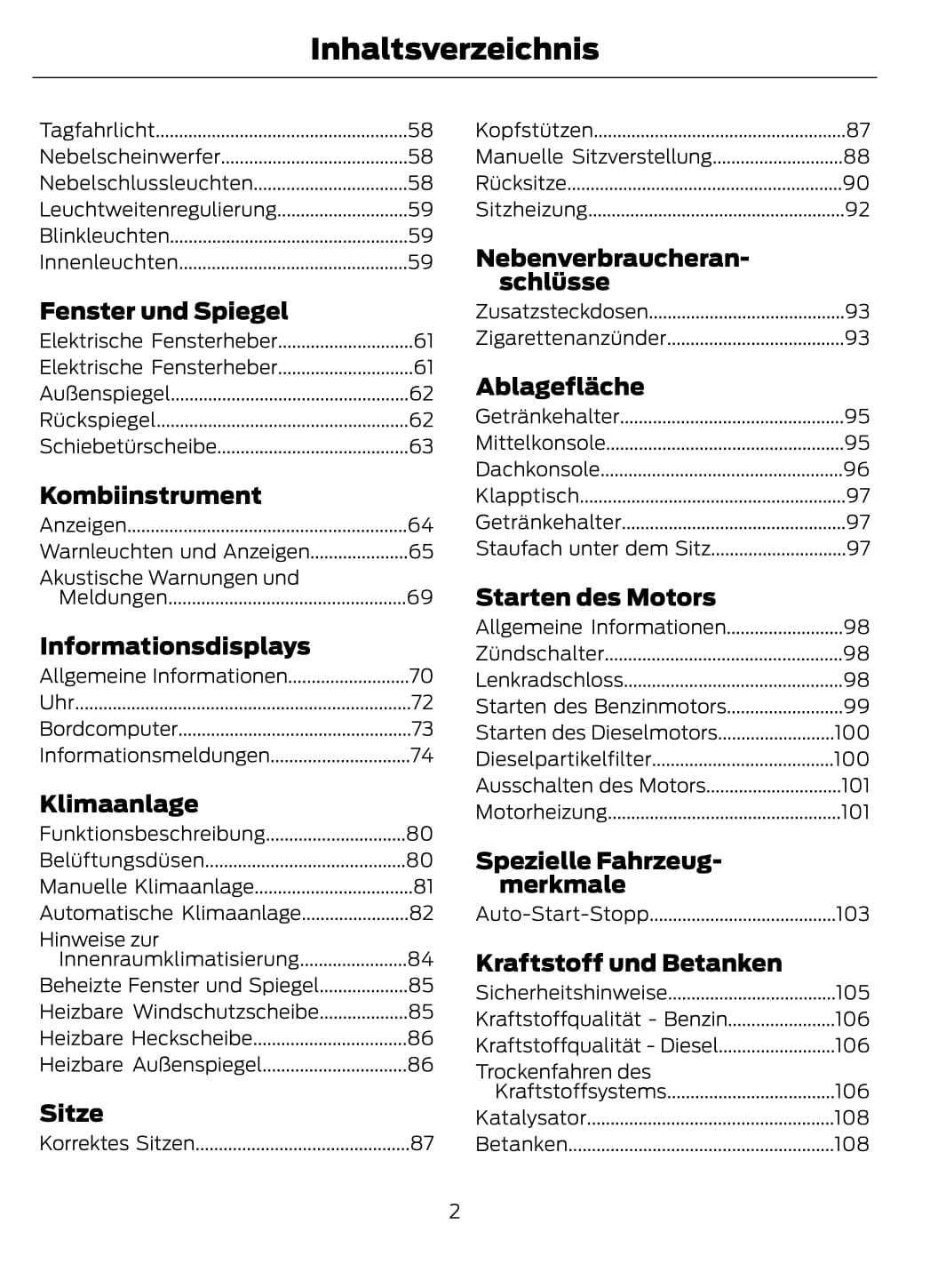 2014-2015 Ford Tourneo Courier/Transit Courier Owner's Manual | German