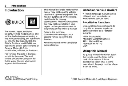 2020 Buick Regal Manuel du propriétaire | Anglais