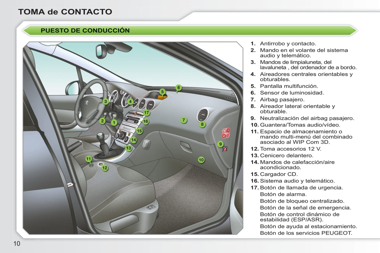 2010-2011 Peugeot 308 Owner's Manual | Spanish