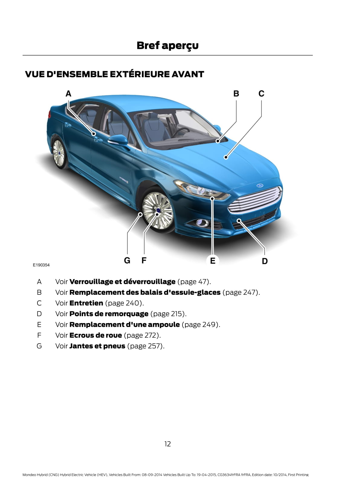 2014-2015 Ford Mondeo / Mondeo Hybrid Gebruikershandleiding | Frans