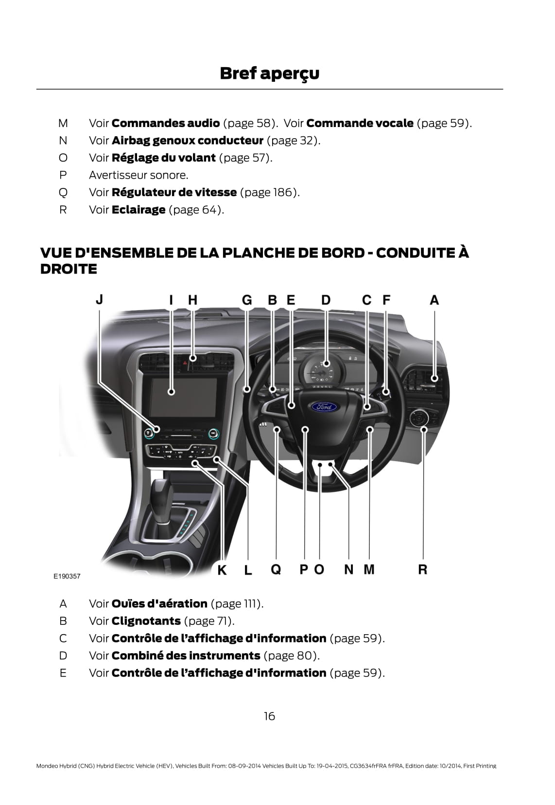 2014-2015 Ford Mondeo / Mondeo Hybrid Gebruikershandleiding | Frans