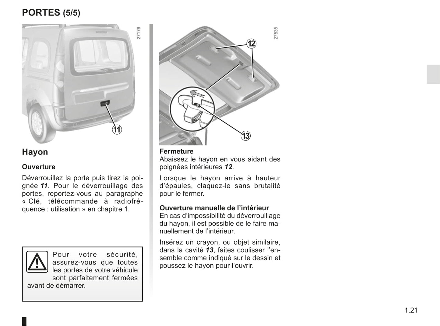 2012-2013 Renault Kangoo Z.E. Owner's Manual | French