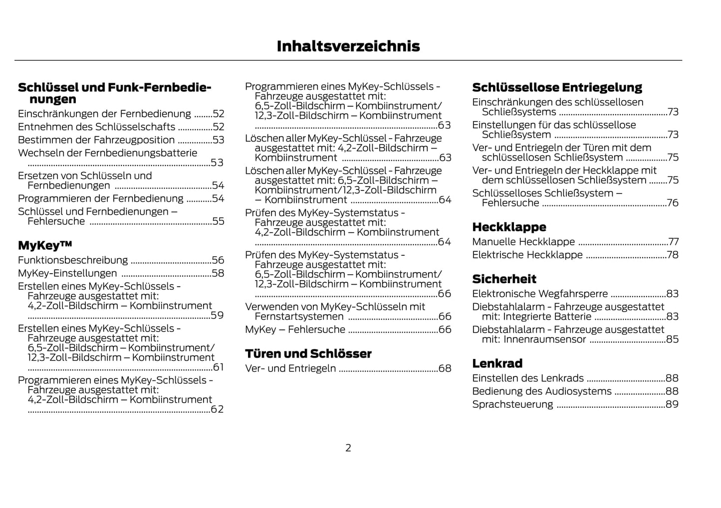 2021-2022 Ford Kuga Vignale/Kuga Vignale Hybrid Owner's Manual | German