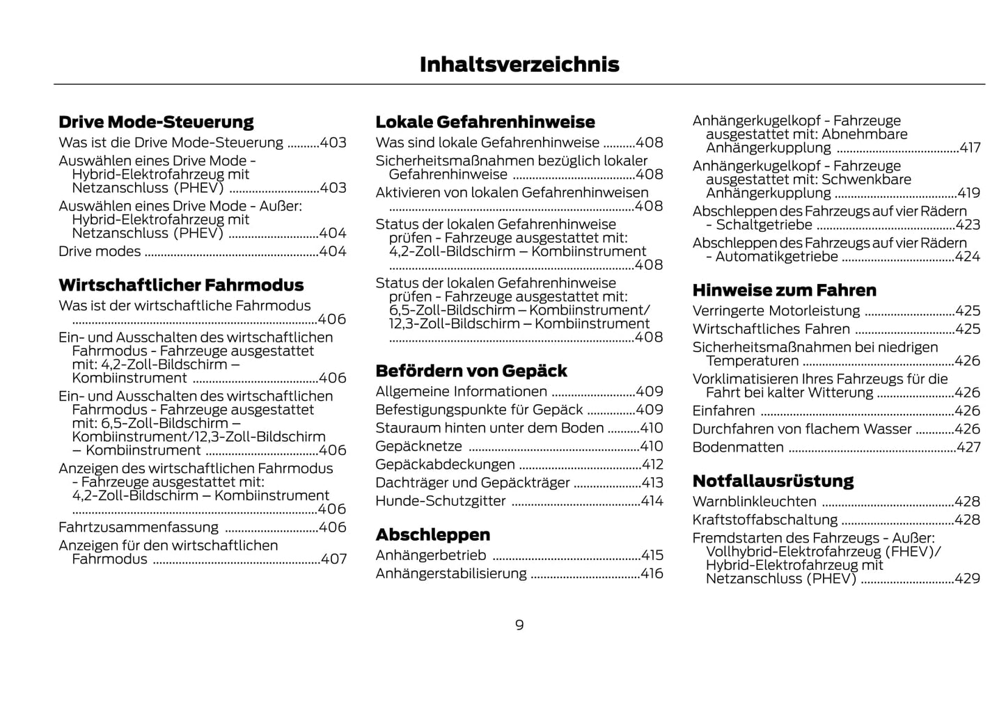 2021-2022 Ford Kuga Vignale/Kuga Vignale Hybrid Owner's Manual | German