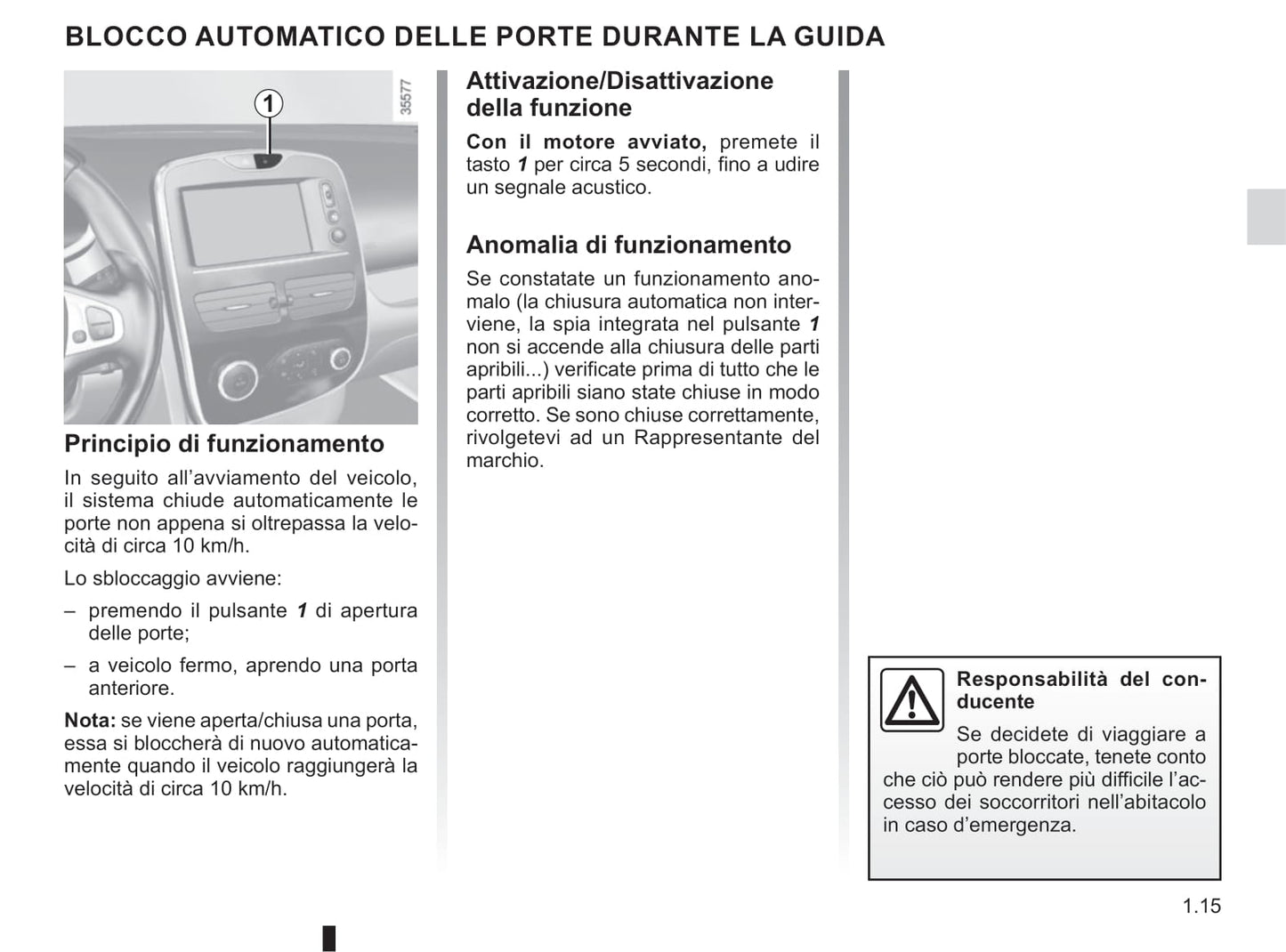 2019-2020 Renault Clio Owner's Manual | Italian