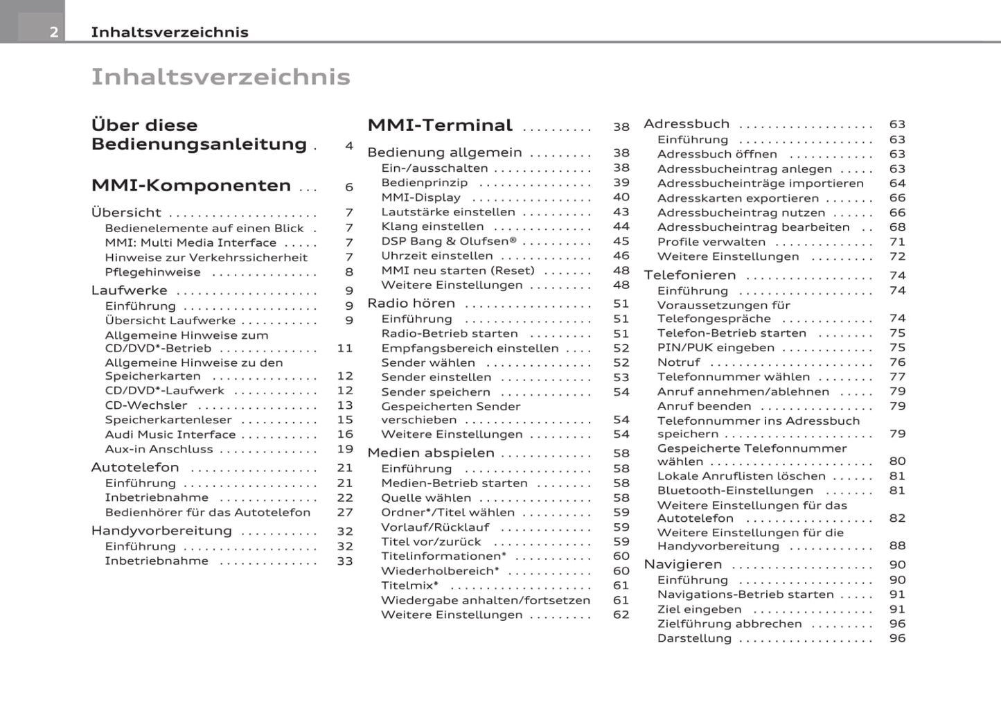 MMI navigation Bedienungsanleitung 2010