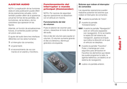 Abarth 124 Spider Radio 7 Instrucciones 2016 - 2018