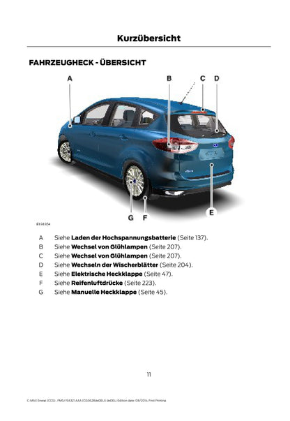 2014-2015 Ford C-Max Energi Gebruikershandleiding | Duits