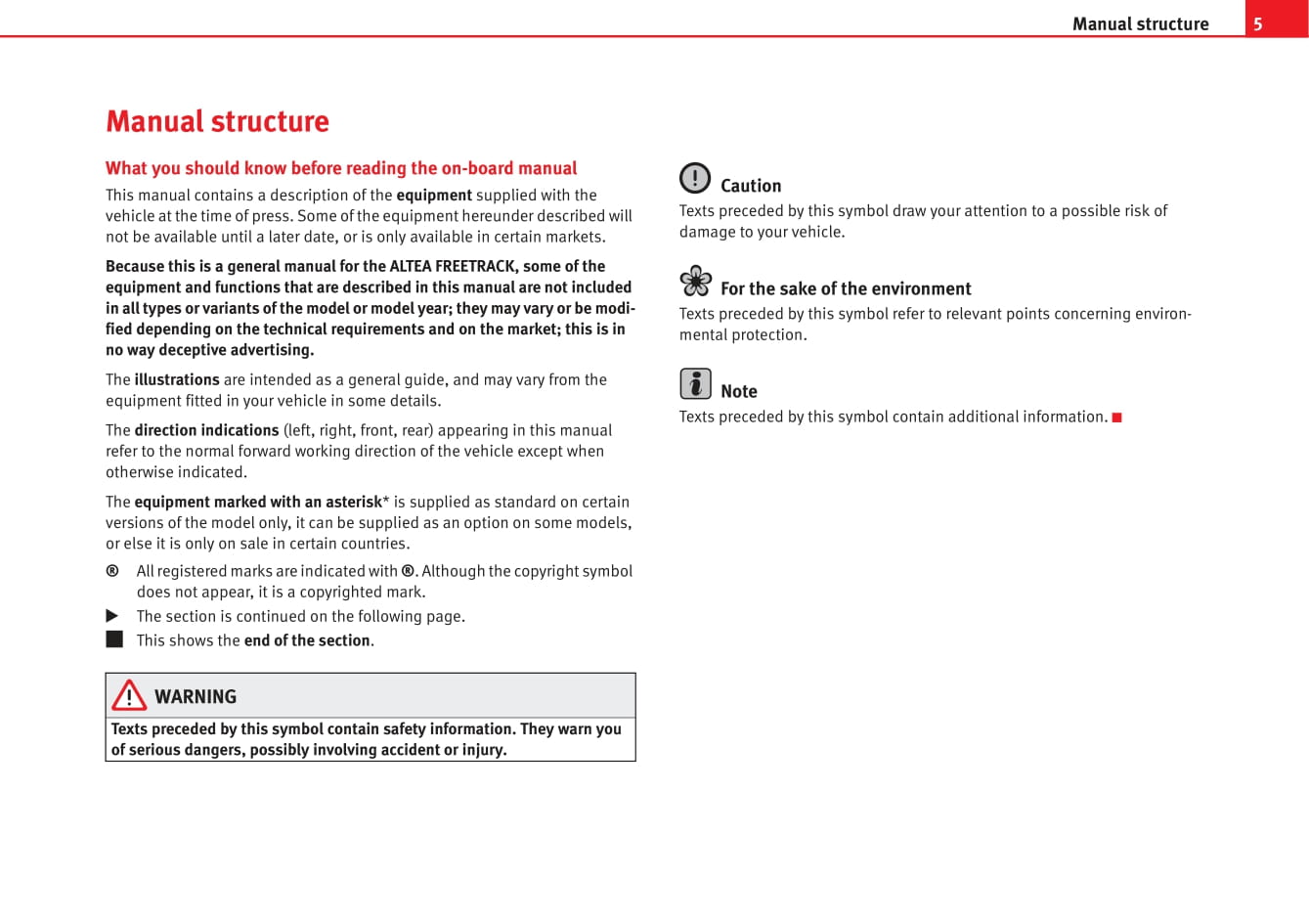 2009-2010 Seat Altea Freetrack Owner's Manual | English