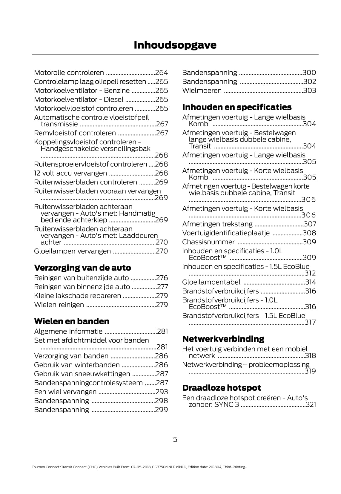 2018-2020 Ford Tourneo Connect / Transit Connect Gebruikershandleiding | Nederlands