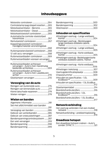 2018-2020 Ford Tourneo Connect / Transit Connect Gebruikershandleiding | Nederlands