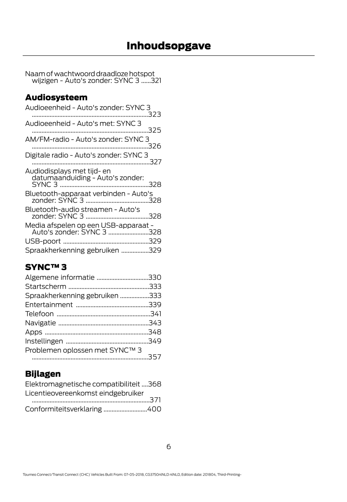 2018-2020 Ford Tourneo Connect / Transit Connect Gebruikershandleiding | Nederlands