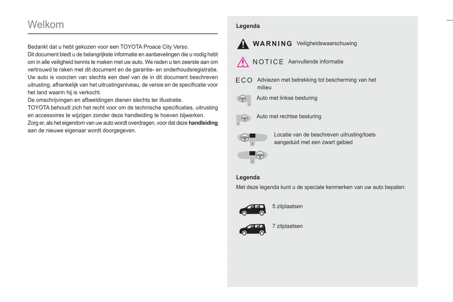 2020-2021 Toyota Proace City/Proace City Verso Owner's Manual | Dutch