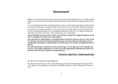 1997-2000 Toyota Corolla Manuel du propriétaire | Néerlandais