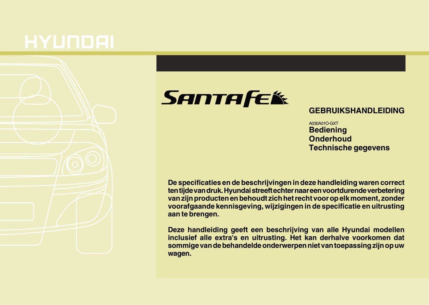 2008-2009 Hyundai Santa Fe Gebruikershandleiding | Nederlands