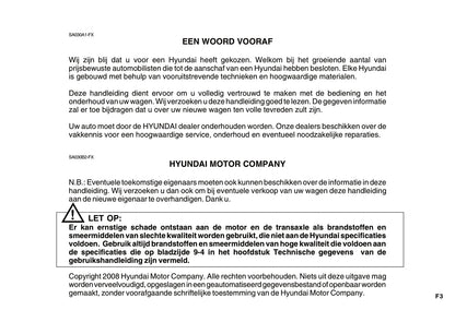 2008-2009 Hyundai Santa Fe Gebruikershandleiding | Nederlands