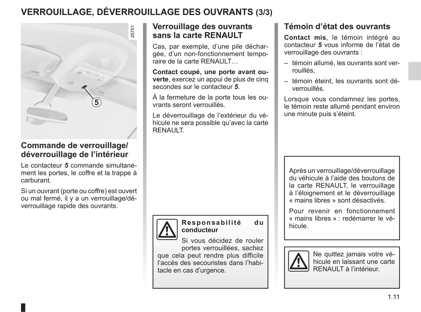 2011-2012 Renault Espace Owner's Manual | French