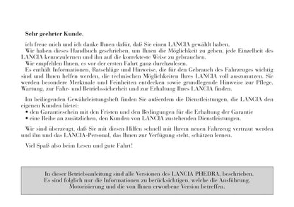 2002-2008 Lanica Phedra Owner's Manual | German