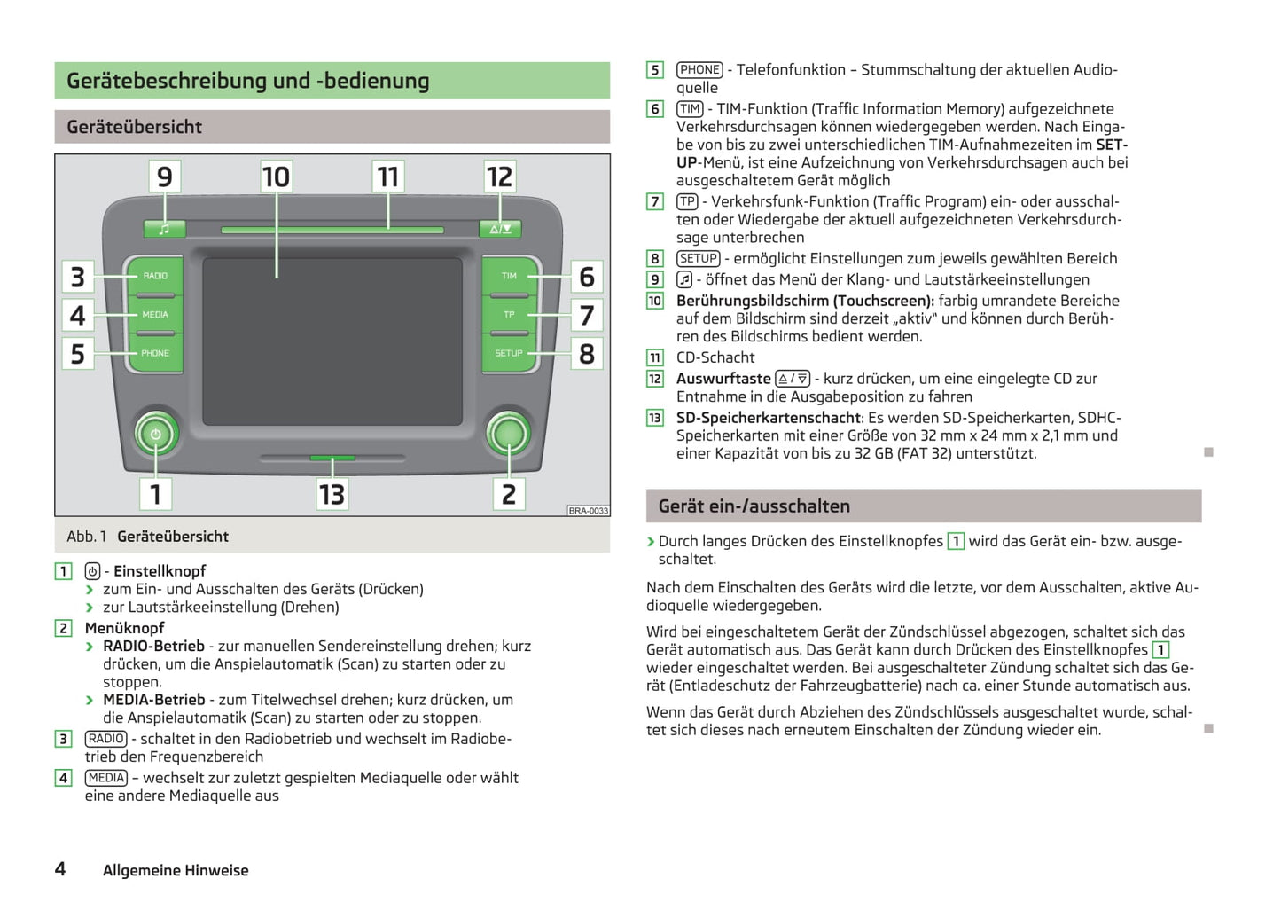 Skoda Radio Bolero Bedienungsanleitung 2013