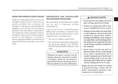 1999-2003 Daewoo Nubira Bedienungsanleitung | Niederländisch