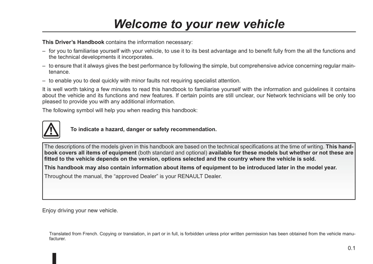 2015-2016 Renault Trafic Owner's Manual | English