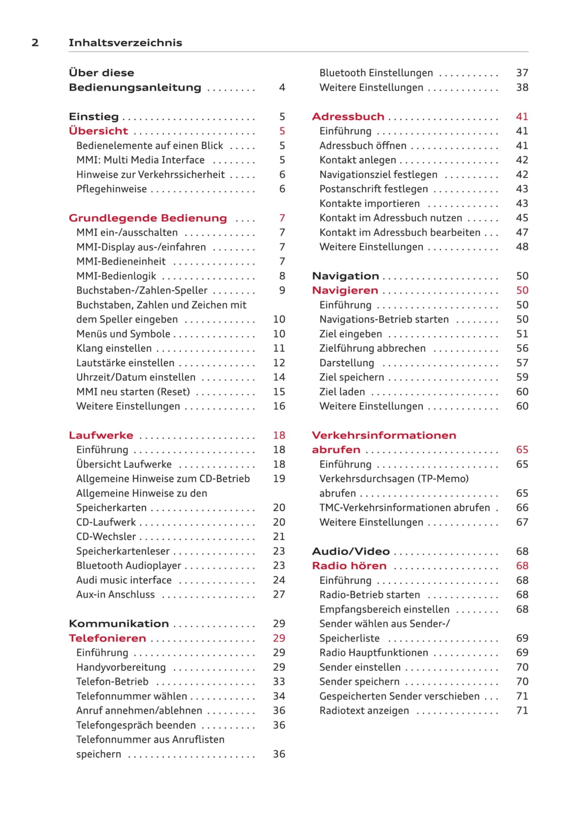 Audi MMI Bedienungsanleitung 2013