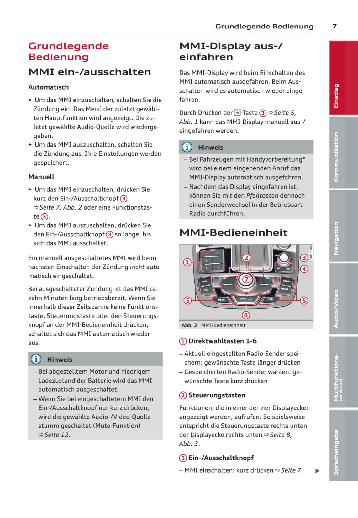 Audi MMI Bedienungsanleitung 2013