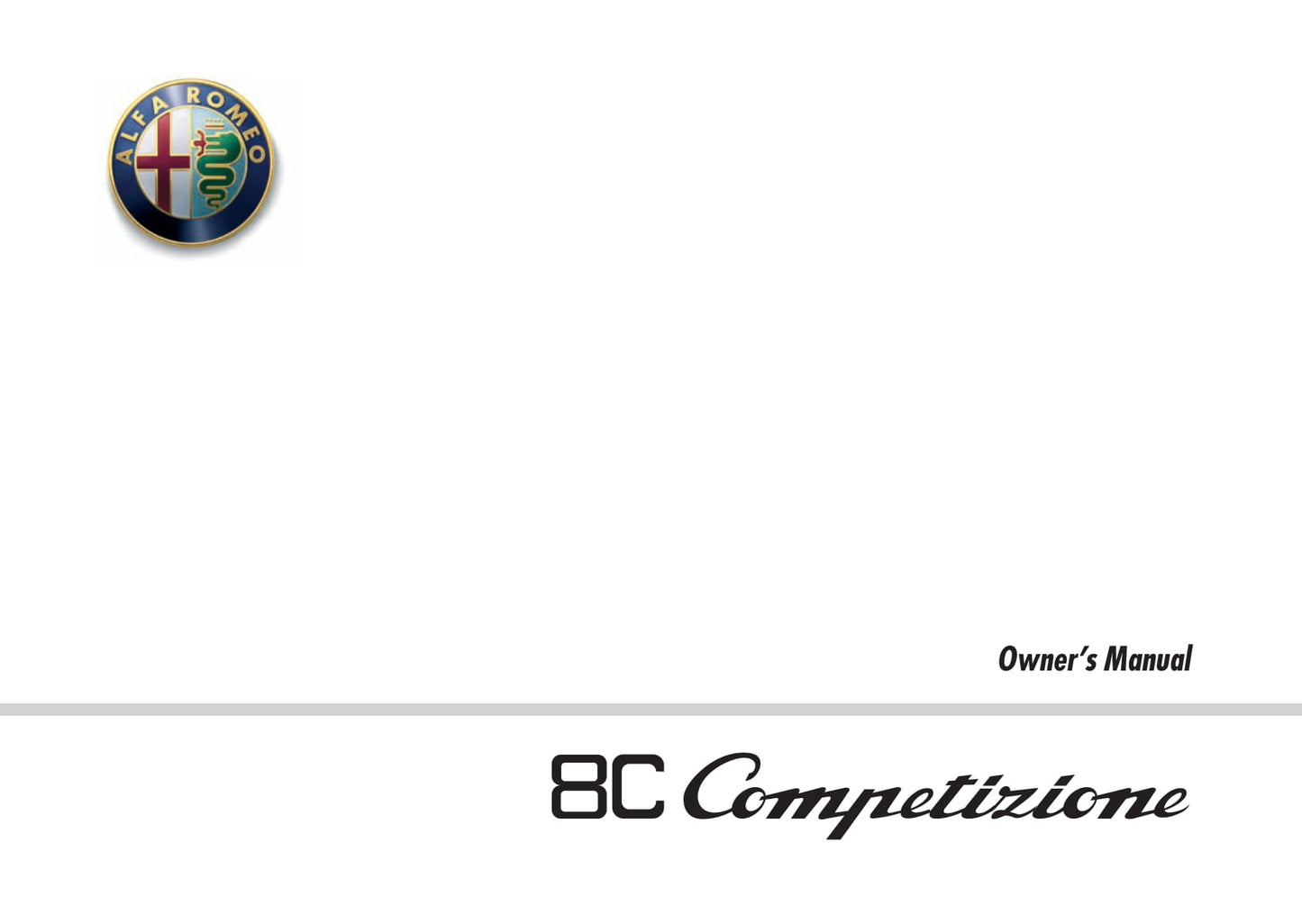 2008 Alfa Romeo 8C Competizione Owner's Manual | English