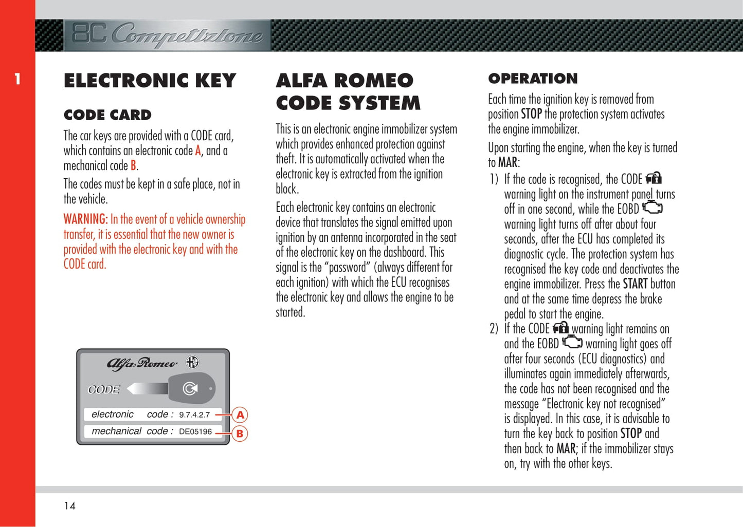 2008 Alfa Romeo 8C Competizione Owner's Manual | English