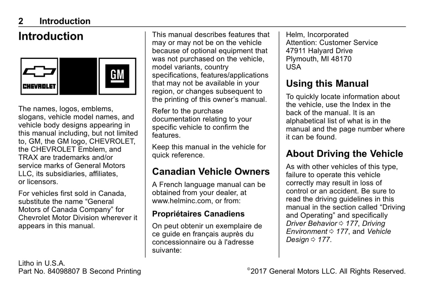 2018 Chevrolet Trax Owner's Manual | English