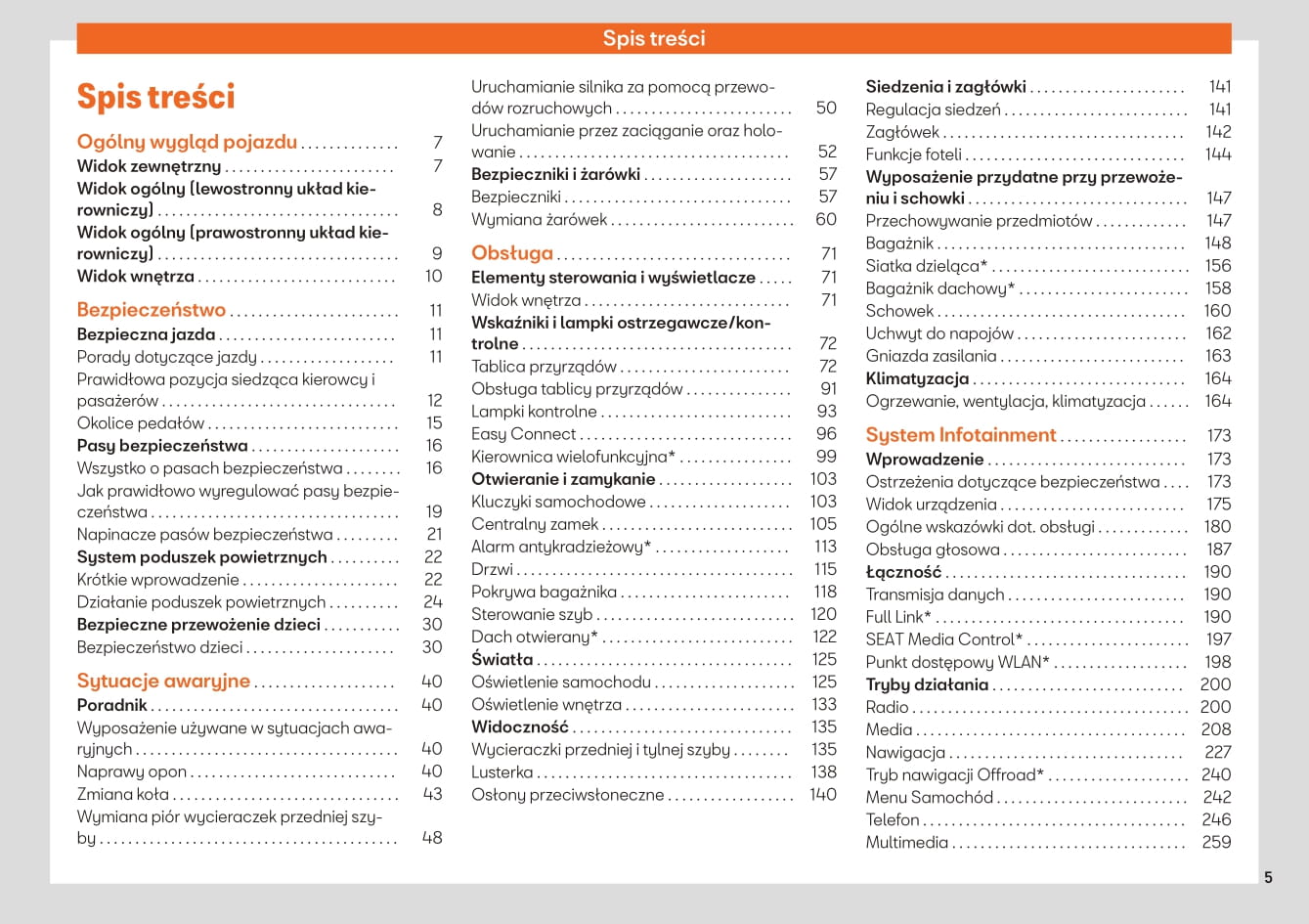 2019-2020 Seat Leon Owner's Manual | Polish