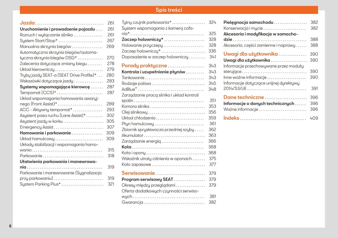 2019-2020 Seat Leon Owner's Manual | Polish