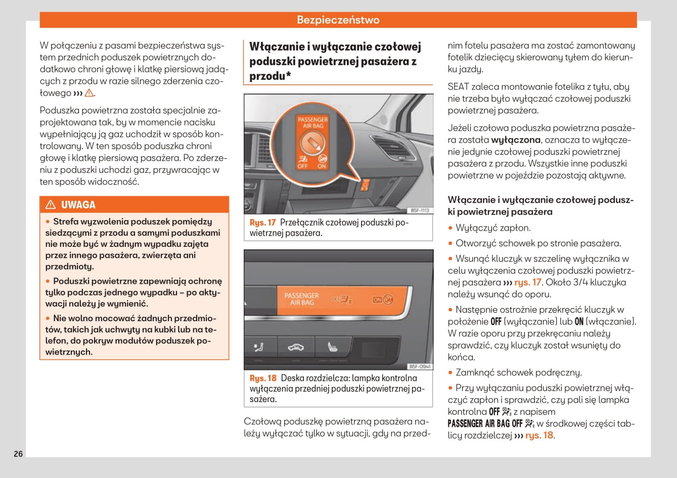 2019-2020 Seat Leon Owner's Manual | Polish