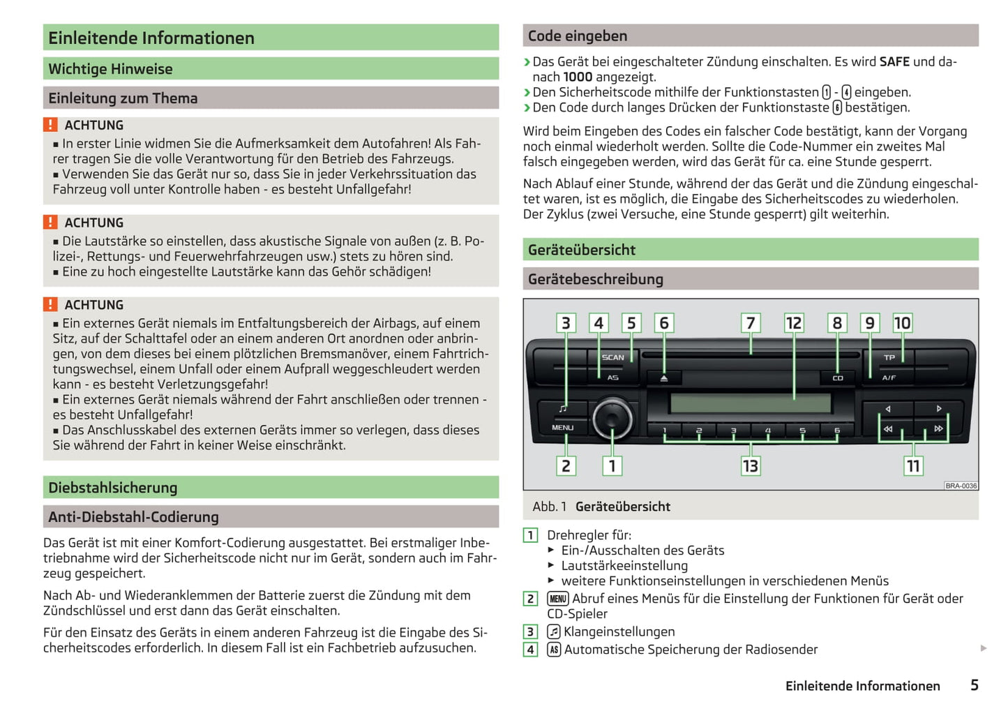 Skoda Radio Blues Bedienungsanleitung 2013