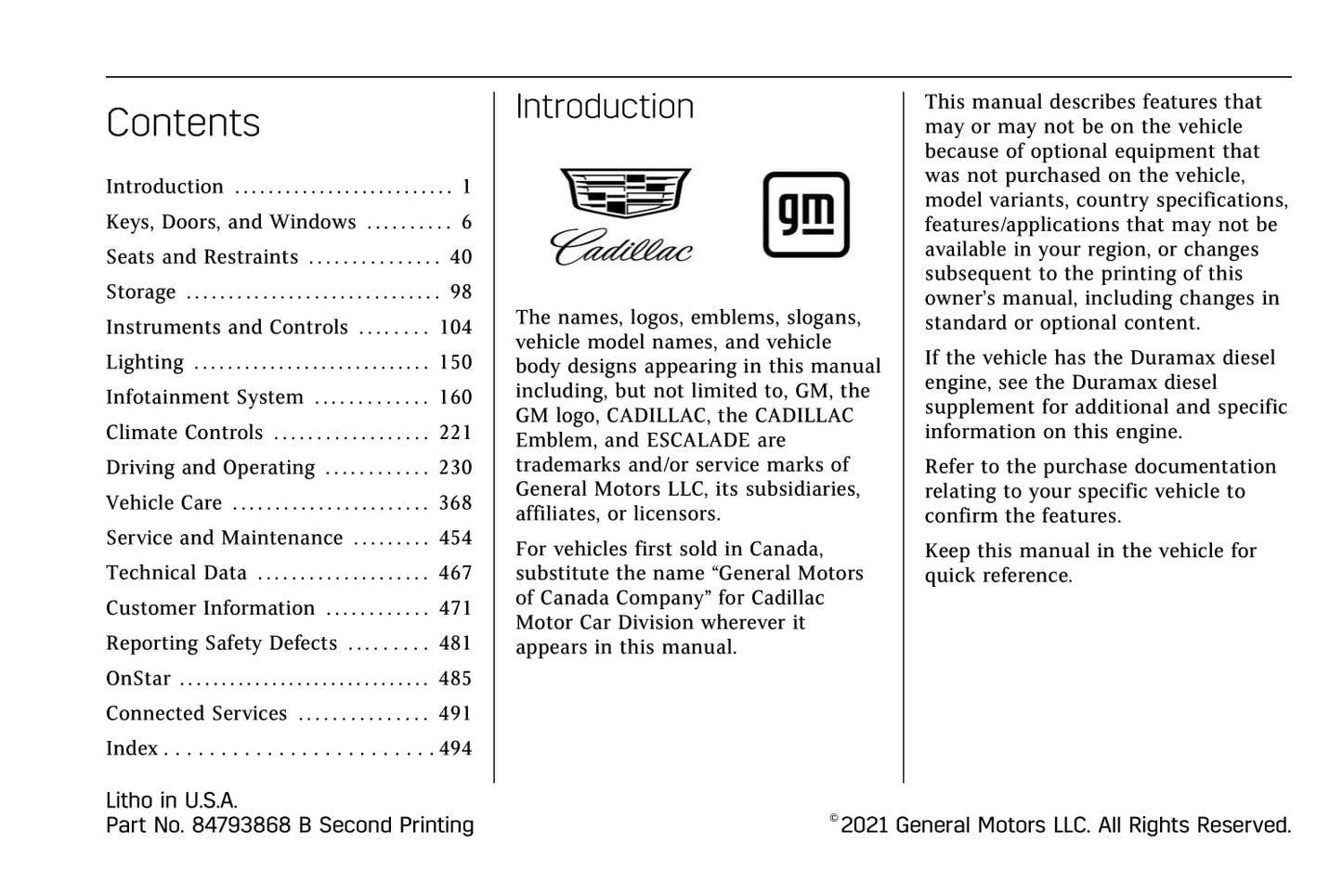 2022 Cadillac Escalade Owner's Manual | English