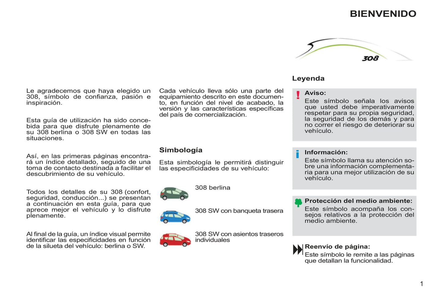 2012-2014 Peugeot 308 Owner's Manual | Spanish